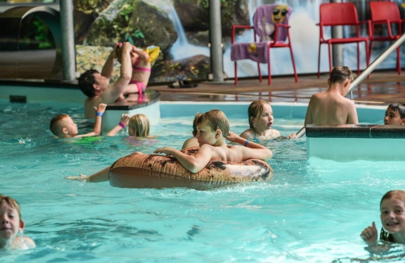 Party "running, racing and swimming"